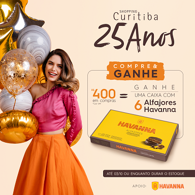 Shopping Curitiba comemora 25 anos com compre e ganhe de alfajores Havanna