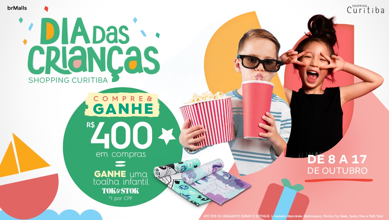 Dia das Crianças do Shopping Curitiba tem compre e ganhe da Tok&Stok e brincadeiras gratuitas