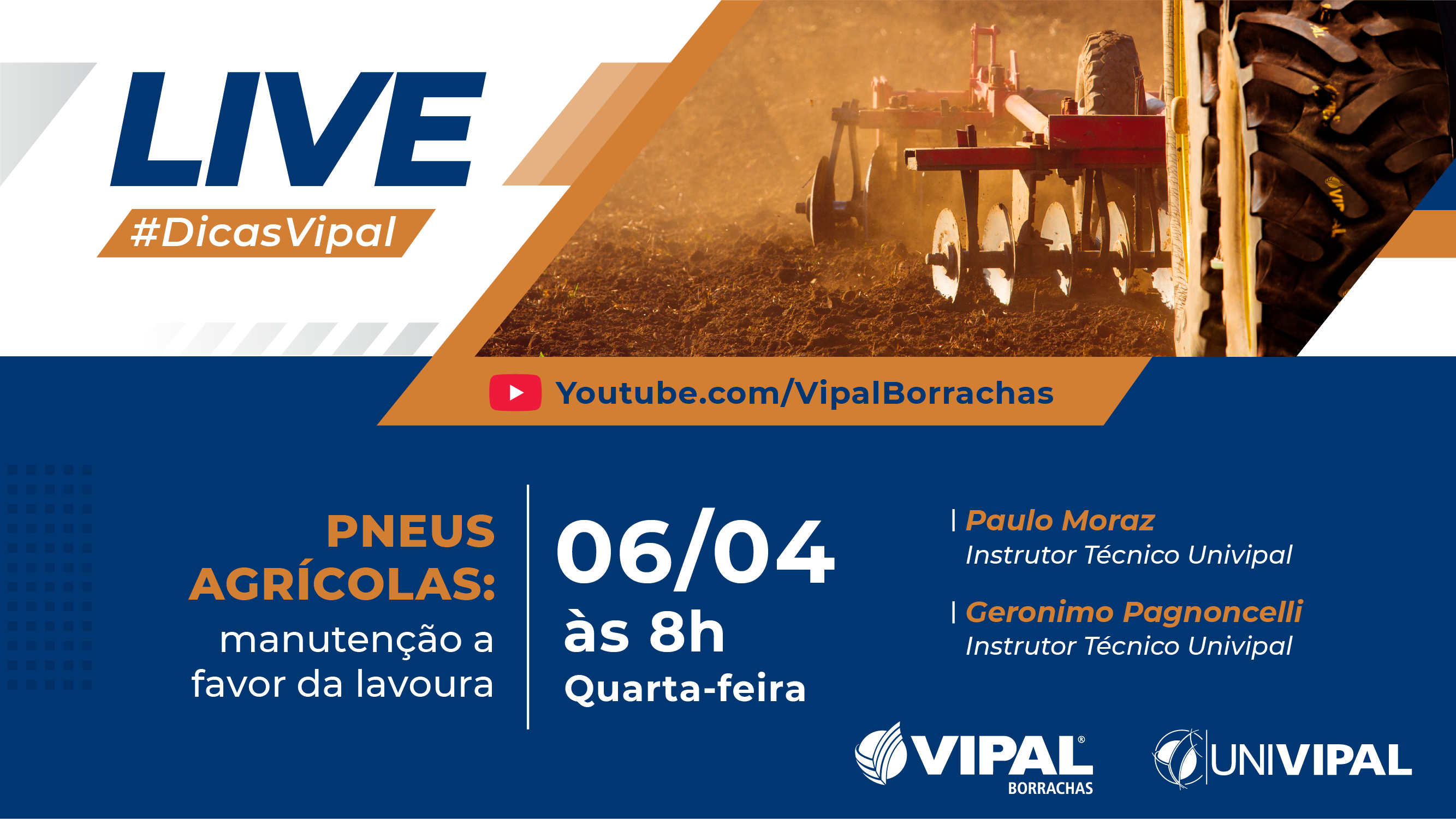 Manutenção de pneus agrícolas é tema da primeira live do ano da Univipal