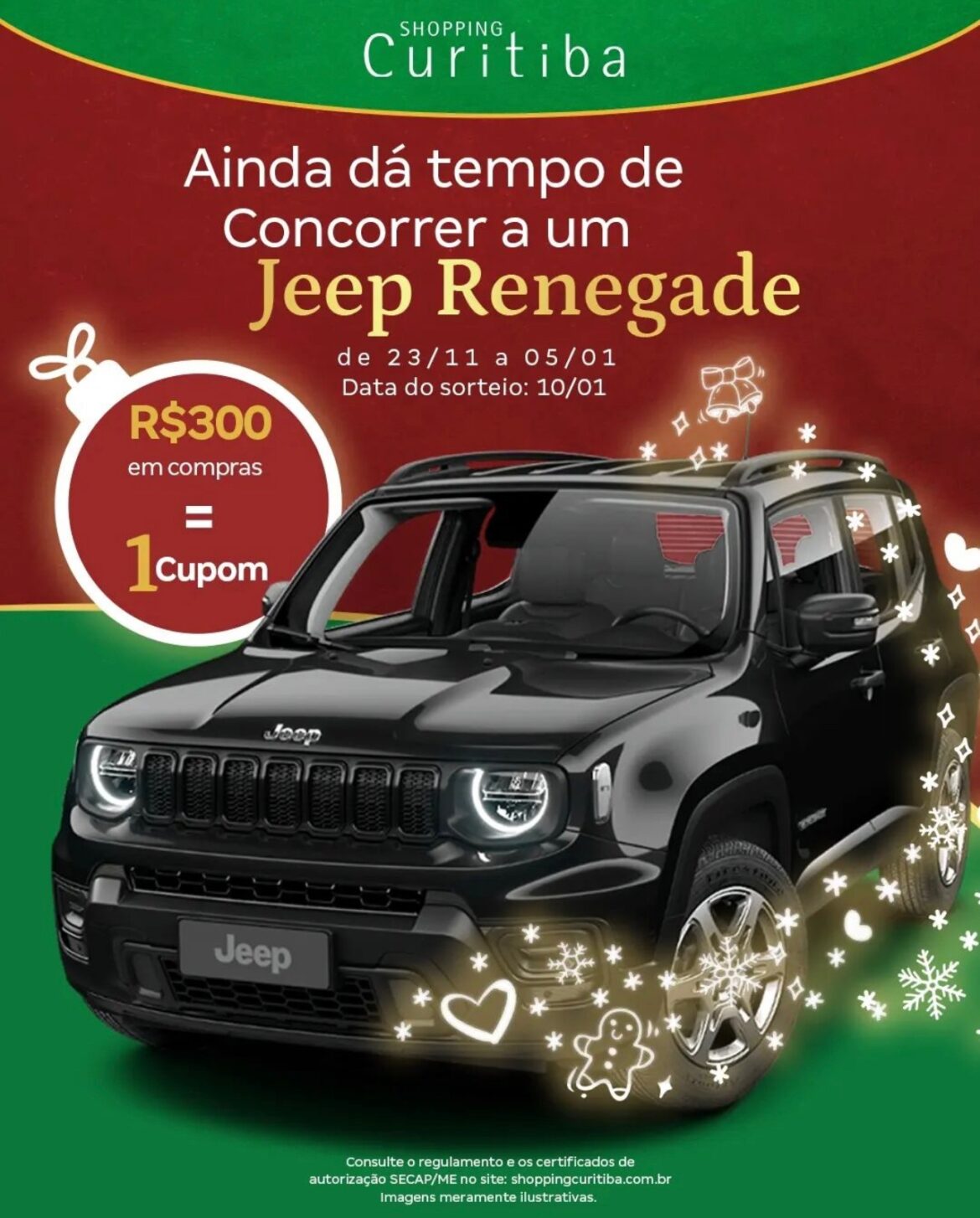 Últimos dias para o sorteio do Jeep Renegade do Shopping Curitiba