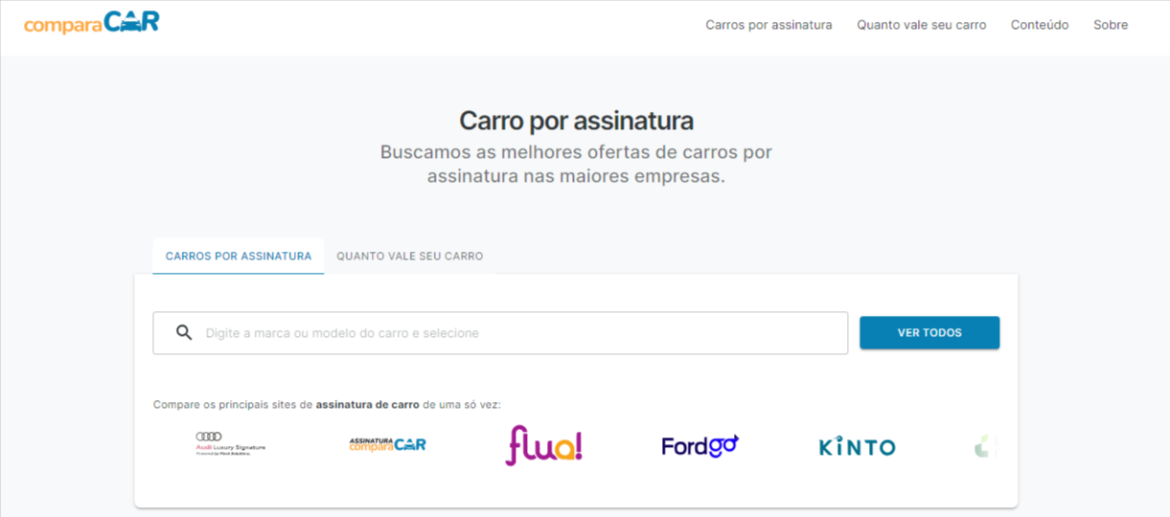 ComparaCAR passa a oferecer Carros por Assinatura seminovos na sua plataforma